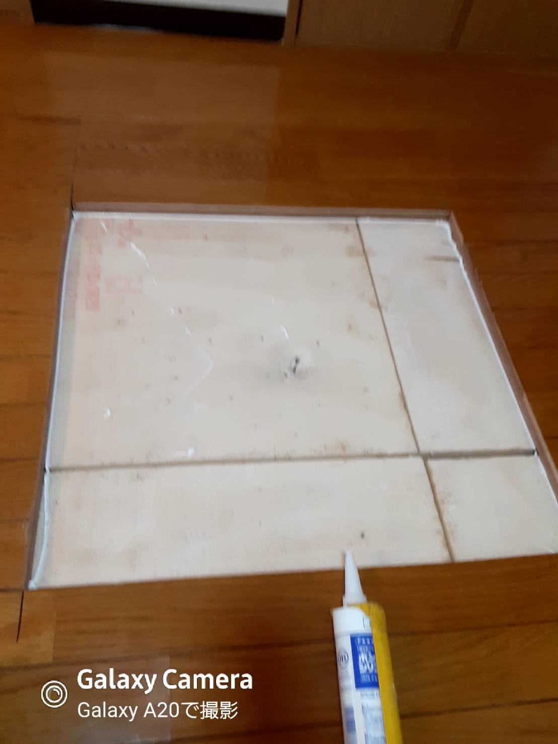 床鳴り補修 ビス打ちの様子