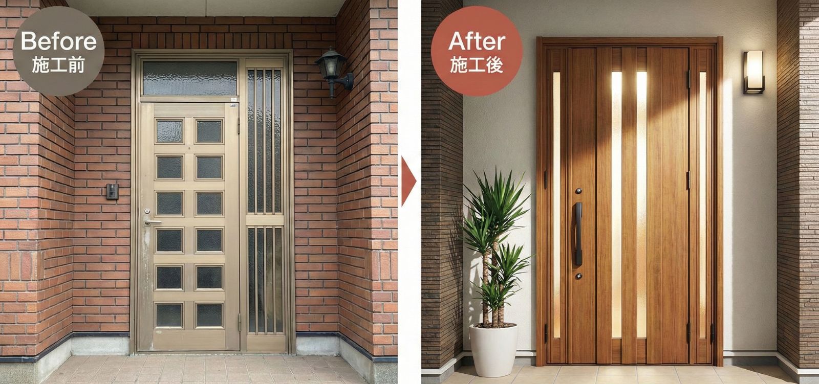 玄関リフォームのビフォーアフター