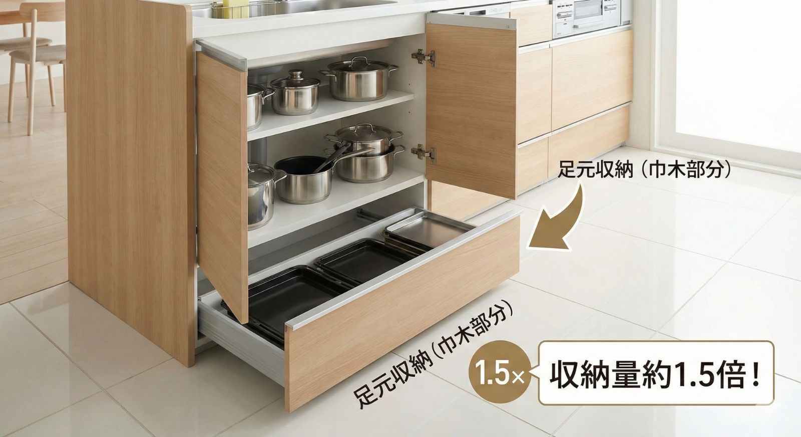 大容量のスライド収納