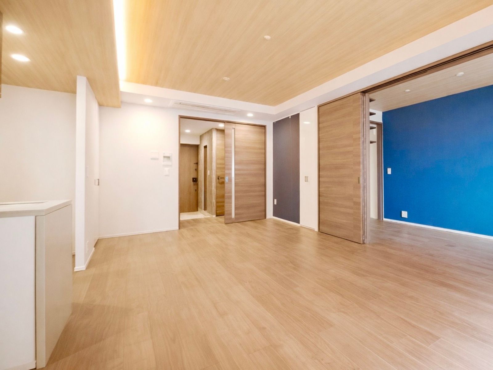 一室多灯のリビングルーム施工例